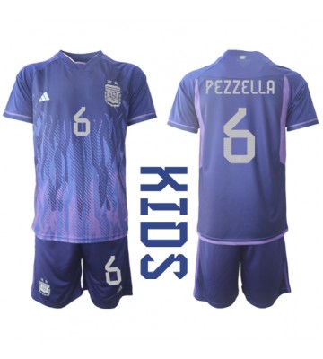 Argentina German Pezzella #6 Borta Kläder Barn VM 2022 Kortärmad (+ Korta byxor)